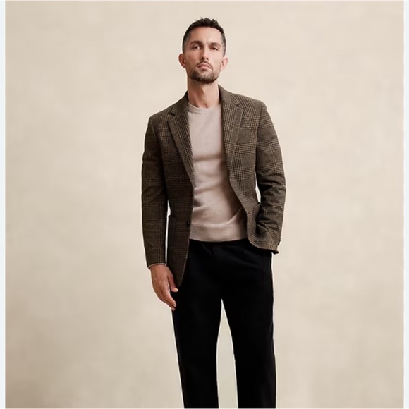 Banana Republic Tailored Fit Brown Glen Plaid Jacket Size 46R NWT - Picture 1 of 8